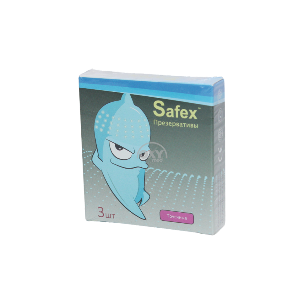 “Safex” nuqtali prezervativlar, 3 dona