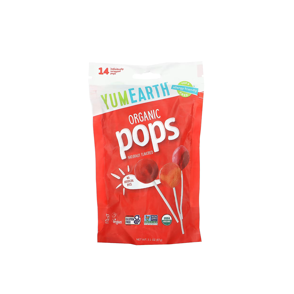 Леденцы органические YUMEARTH Lollipops 87гр №14 фруктовые