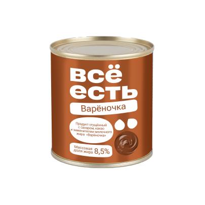 Сгущёнка Варёночка ВСЁ ЕСТЬ 8,5% с сах. и зам.молоч жира ж/б 370г