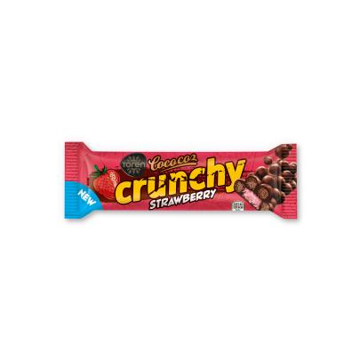 2946 Qulupnay-kokosli nachinkali 32 g qandolatchilik shokoladidan tayyorlangan COCO COZ CRUNCHY qarsildoq shokolad batonchigi