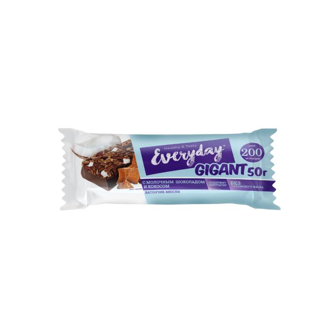 Батончик мюсли Everyday Gigant мол.шоколад-кокос 50г