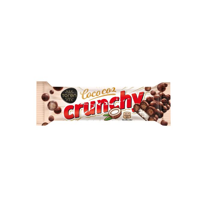 32 g kokos kremi qo‘shilgan qandolatchilik shokoladidan COCO COZ CRUNCHY qarsildoq shokolad batonchigi