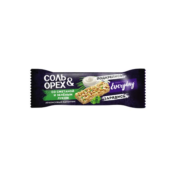 Батончик арахис. Соль&Орех Everyday зел.лук-сметана 40г