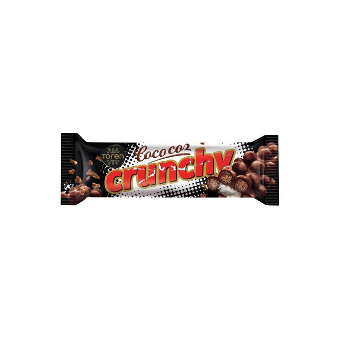 Хрустящий шоколадный батончик COCO COZ CRUNCHY из темного кондитерского шоколада с кокосом 32 г.